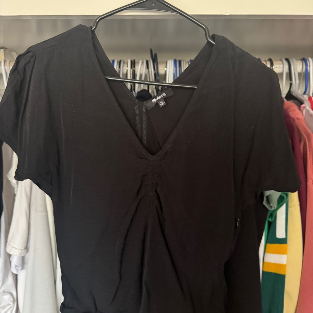 Madewell Black Ruched Blouse